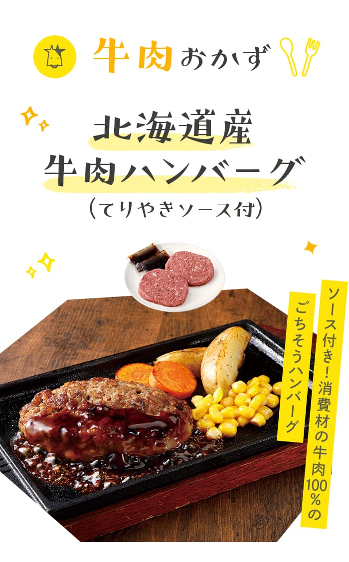 北海道産牛肉ハンバーグ（てりやきソース付）