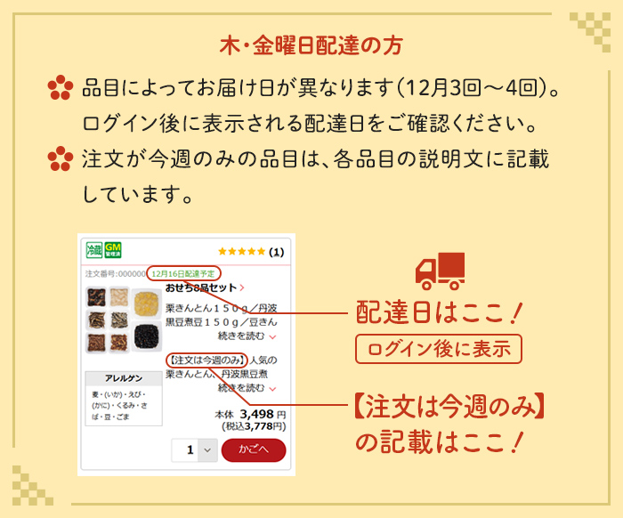木・金曜日配達の方