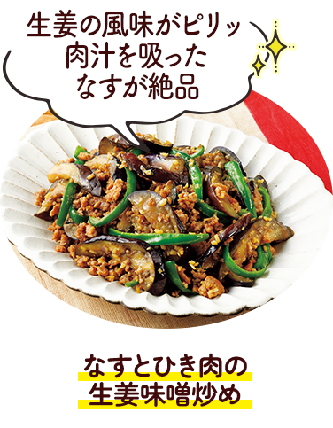 なすとひき肉の生姜味噌炒め