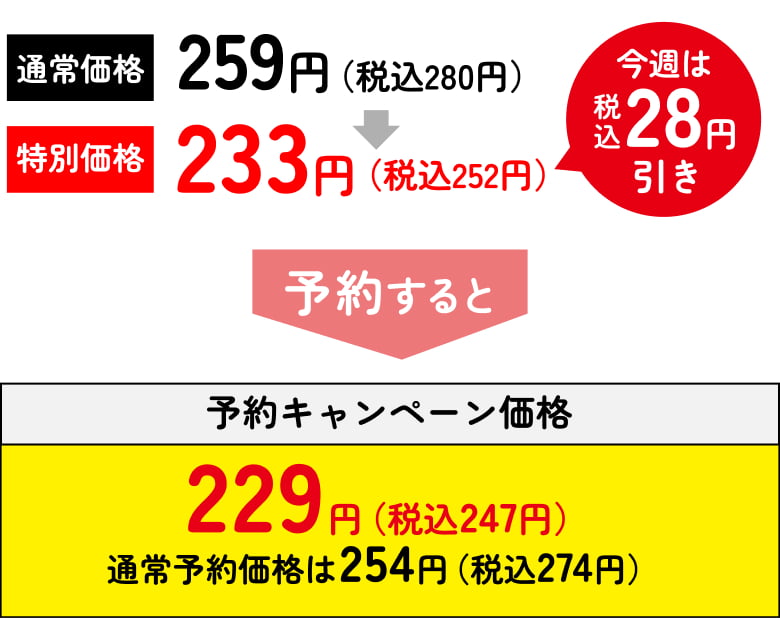 予約キャンペーン価格229円（税込247円）