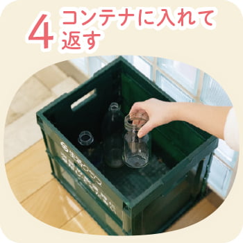 ４コンテナに入れて返す