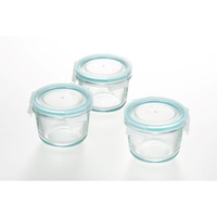 グラスコンテナ3点ロック式ガラス保存容器　ミニ丸型　3個組