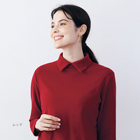 襟付カットソープルオーバー　レッド　L