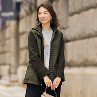 キルト切替えカットソーコート　モスグリーン　M