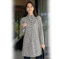 カットソーツイードチュニック　杢グレー系　L