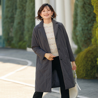 テーラード襟　中わた入りコート　チャコールグレー　L