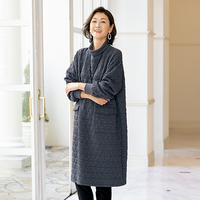 リブ使いキルトワンピース　グレー系　ML