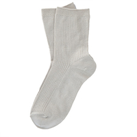 シルクリブ編クルー丈ソックスベージュ22〜24cm