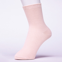 シルクリブ編クルー丈ソックスピンク22〜24cm