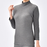 ぽかっぽか裏起毛ハイネックインナー　チャコールM