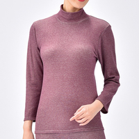 ぽかっぽか裏起毛ハイネックインナー　ワインL