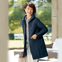 襟風デザインポケット中わたコート　ネイビー　M