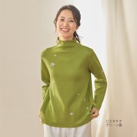 前後＆表裏リバーシブルセーター　ピスタチオグリーン杢グレーL