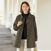 キルト風ジャカードコート　モスグリーン　LL