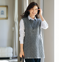 変化編みチュニックベスト　グレー　LL