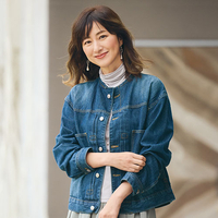 ラウンドカラーデニムジャケット　インディゴブルー　L