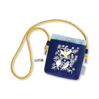 刺繍ミニポーチ　山の鳥