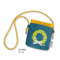 刺繍ミニポーチ　ミモザのリース
