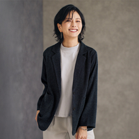 変わり織テーラードジャケット　ネイビー系　LL