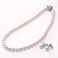 貝パールネックレスとイヤリング　ピンクホワイト