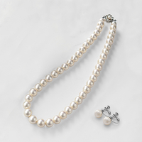 Lサイズ貝パール　ネックレス＆イヤリング　ピンクホワイト