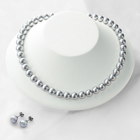 Lサイズ貝パール　ネックレス＆ピアス　オーロラグレー