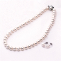 貝パールネックレスとピアス　ピンクホワイト