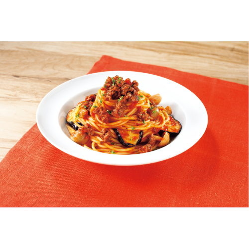 トマトパスタソースでなすのボロネーゼ