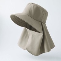UVフラップ帽子　アースグレー