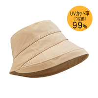 年中かぶれるUVデニム調帽子　ベージュ