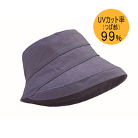 年中かぶれるUVデニム調帽子　ネイビー