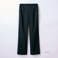 「お家で洗える」セミワイドパンツ　ブラック　L