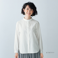 丸襟デザインシャツ　オフホワイト　LL