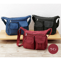 前面ポケットいっぱい軽量バッグ　ワイン