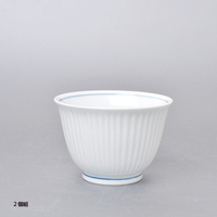 波佐見焼白磁しのぎ煎茶湯呑2個組