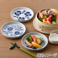 藍フラワー　プレート3柄組