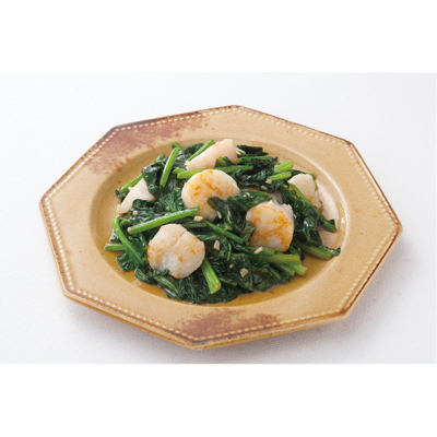 ほうれん草とほたてのレモンバター炒め