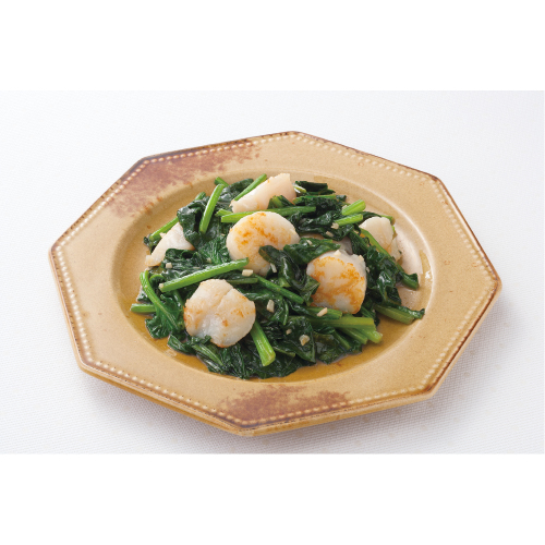 ほうれん草とほたてのレモンバター炒め