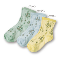 肌コットンゆったり花柄ソックス　3色組　22〜25cm