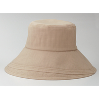 綿100％のつば広UV帽子　ベージュ