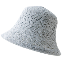 UV透かし編み帽子　ブルーグレー