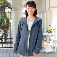 甲まですっぽりUVケアパーカー　ブルー系　L