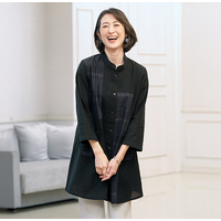 久留米織パッチワークブラウスジャケット　黒系　LL〜3L