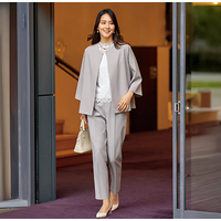 ノーカラージャケット＆パンツセット　ライトグレー　L