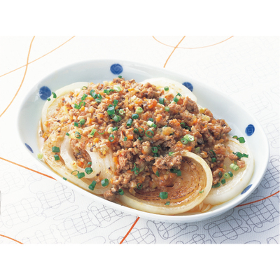 新玉ねぎのひき肉あんかけ