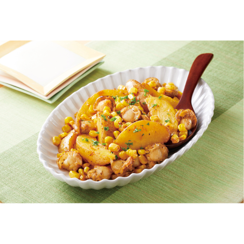 ほたてとインカのめざめのバター?油炒め