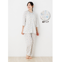 レディス天竺ニットパジャマ（花ペイズリー）M　サックス
