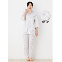 レディス天竺ニットパジャマ（花ペイズリー）L　パープル