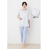 レディス高島ちぢみパジャマ（マーガレット）L　サックス
