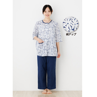 レディス高島ちぢみパジャマ（マーガレット）M　ネイビー